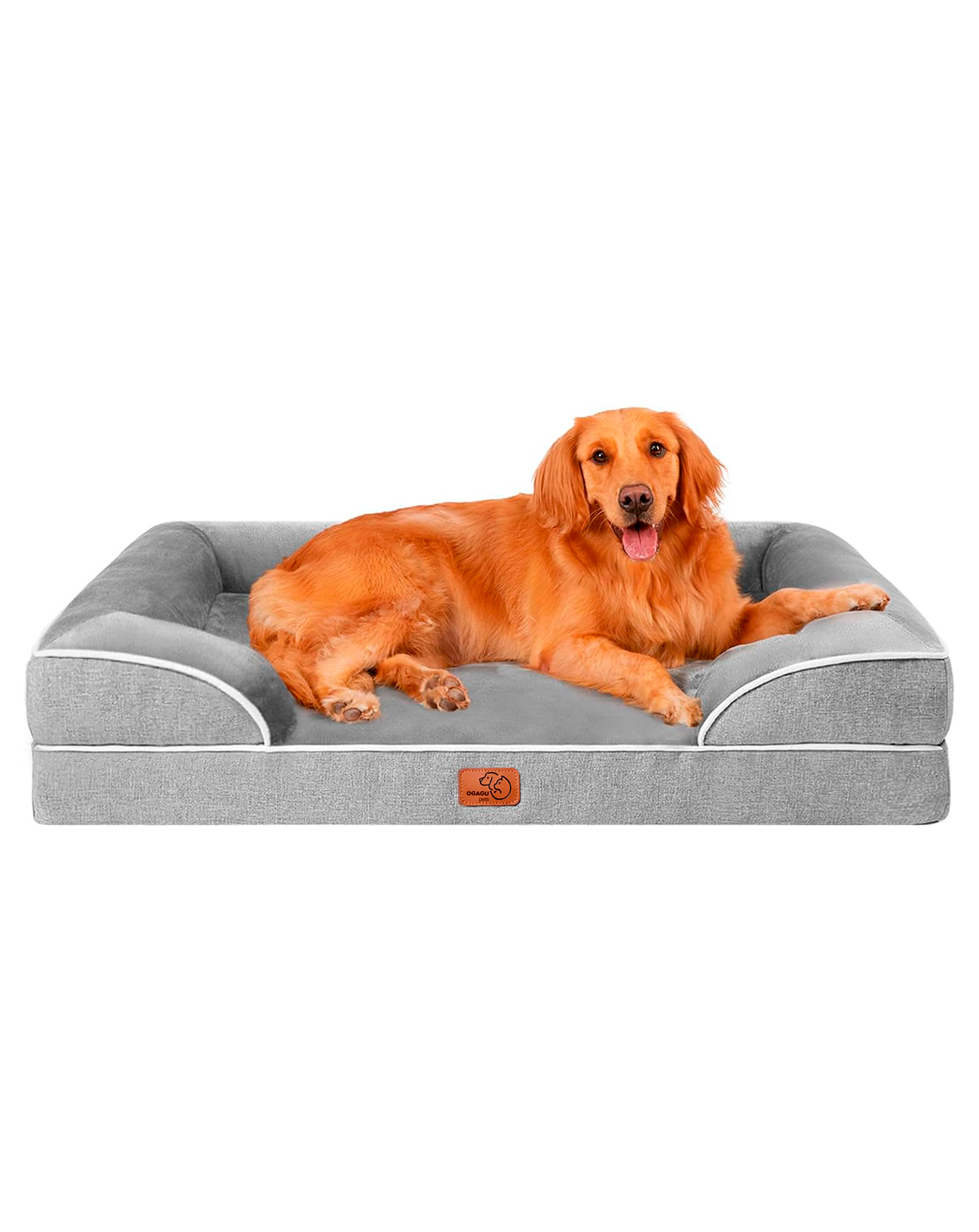 Cama para perro con cabecera lino (Xgde, Gris)