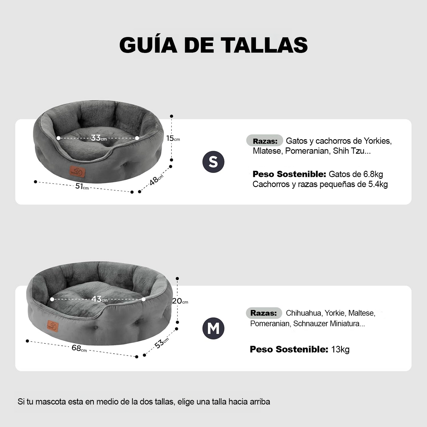 Cama suave para gato o perro pequeño (Gris, Med)