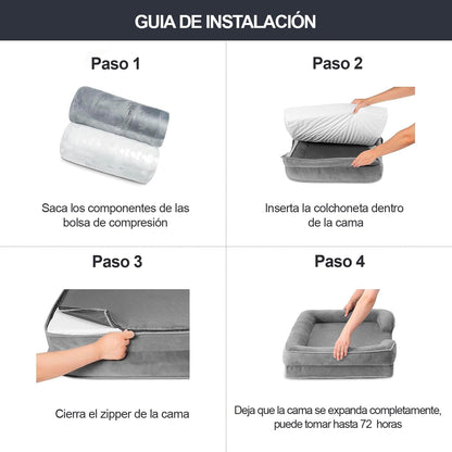 Cama para Perro con Cabecera Completa (Med, Gris)
