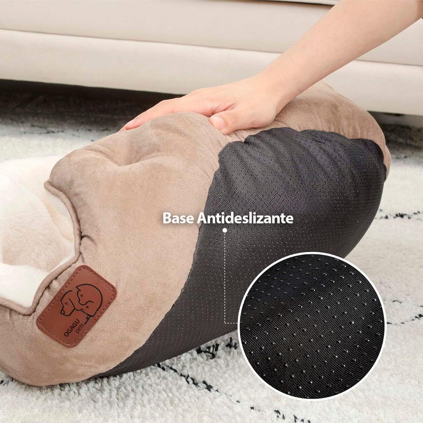 Cama suave para gato o perro chico/mediano (Camel, Med)
