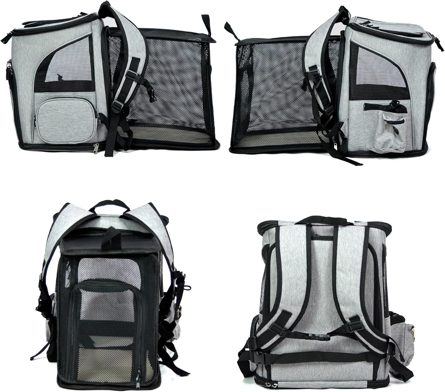 Mochila transportadora de perro o gato expandible (Gris)