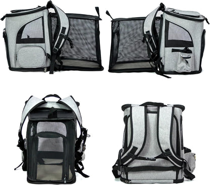Mochila transportadora de perro o gato expandible (Gris)