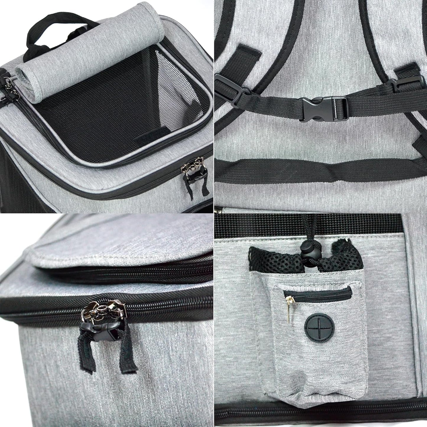 Mochila transportadora de perro o gato expandible (Gris)