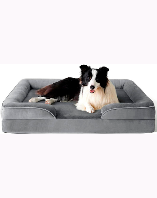 Cama para Perro con Cabecera Completa (Gde, Gris)