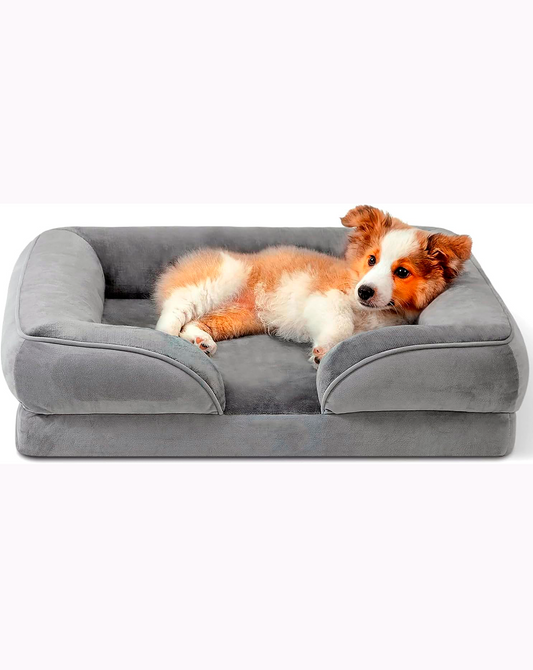 Cama para Perro con Cabecera Completa (Med, Gris)