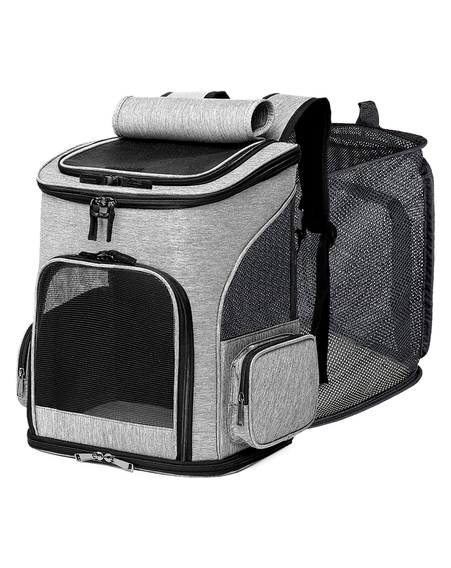 Mochila transportadora de perro o gato expandible (Gris)