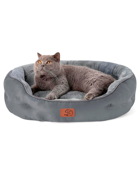 Cama suave para gato o perro chico o mediano (Med, Gris)