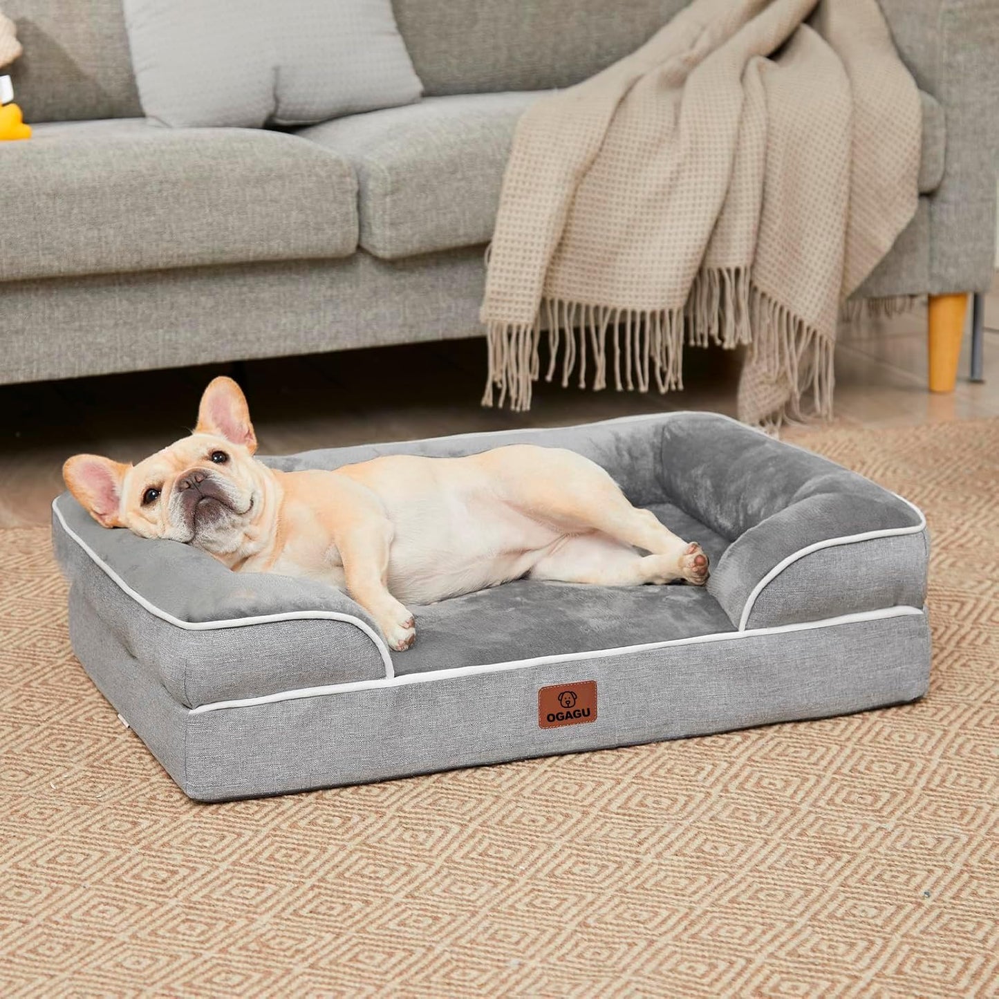 Cama para Perro con Soporte Ortopédico y Funda Lavable · Acabado Tipo Lino