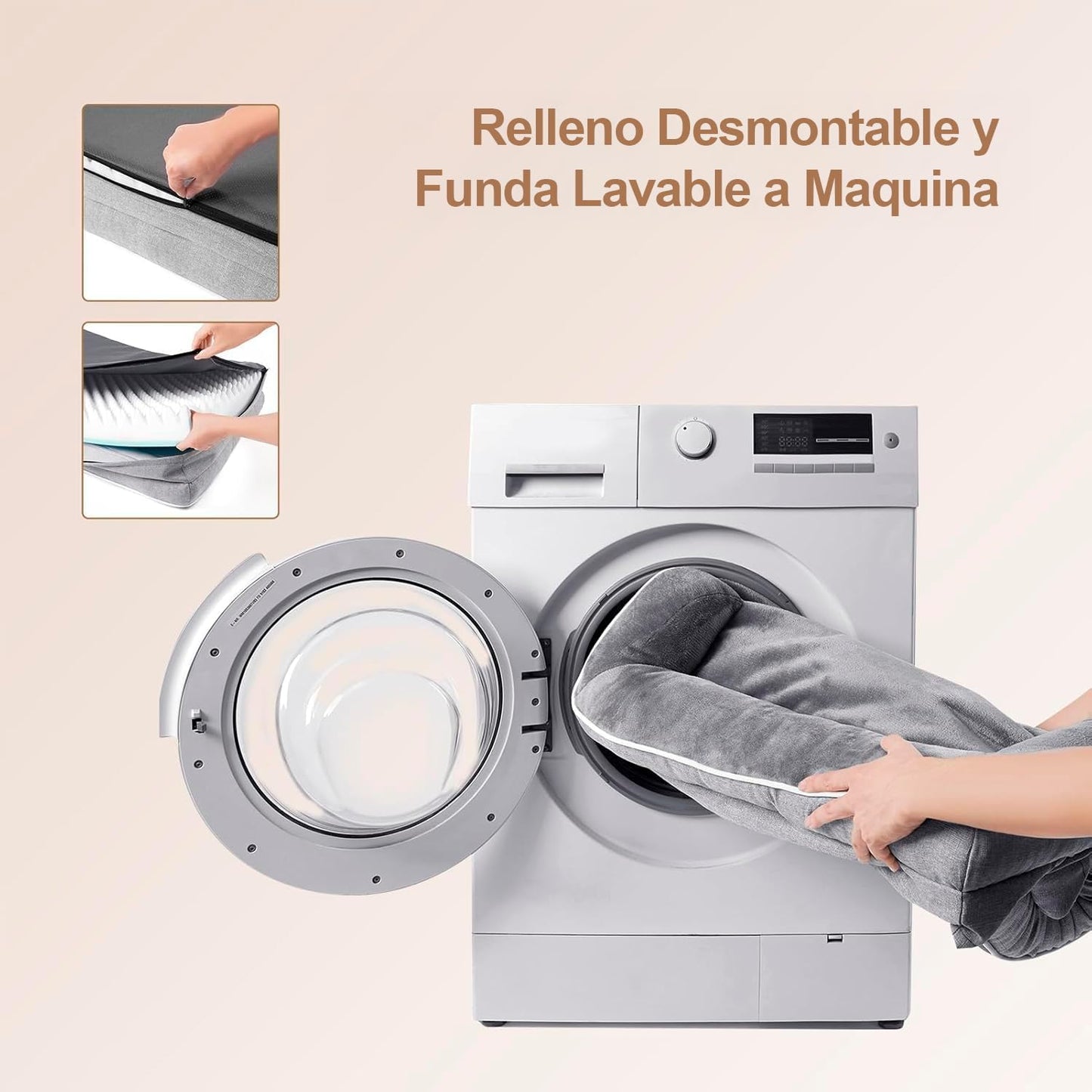 Cama para Perro con Soporte Ortopédico y Funda Lavable · Acabado Tipo Lino
