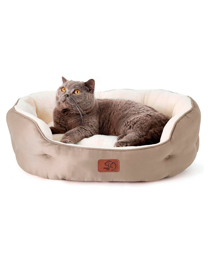Cama suave para gato o perro chico/mediano (Camel, Med)