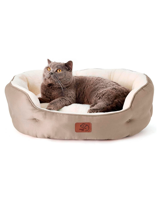 Cama suave para gato o perro chico/mediano (Camel, Med)