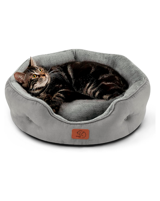 Cama suave para gato o perro pequeño (Gris, Med)